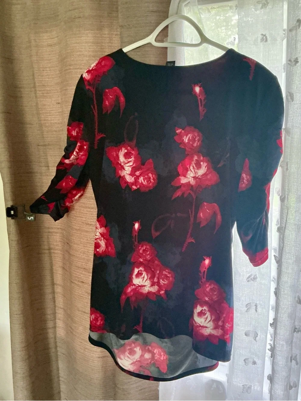 H&M Black Blouse with Red Floral Print
